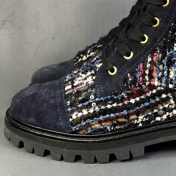 Kurt Geiger London Kensington Tweed Lug Sole Combat Booties Boot women size 6 - Picture 6 of 12